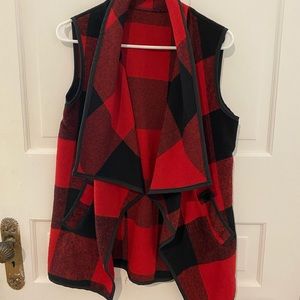 Black and red plaid  vest